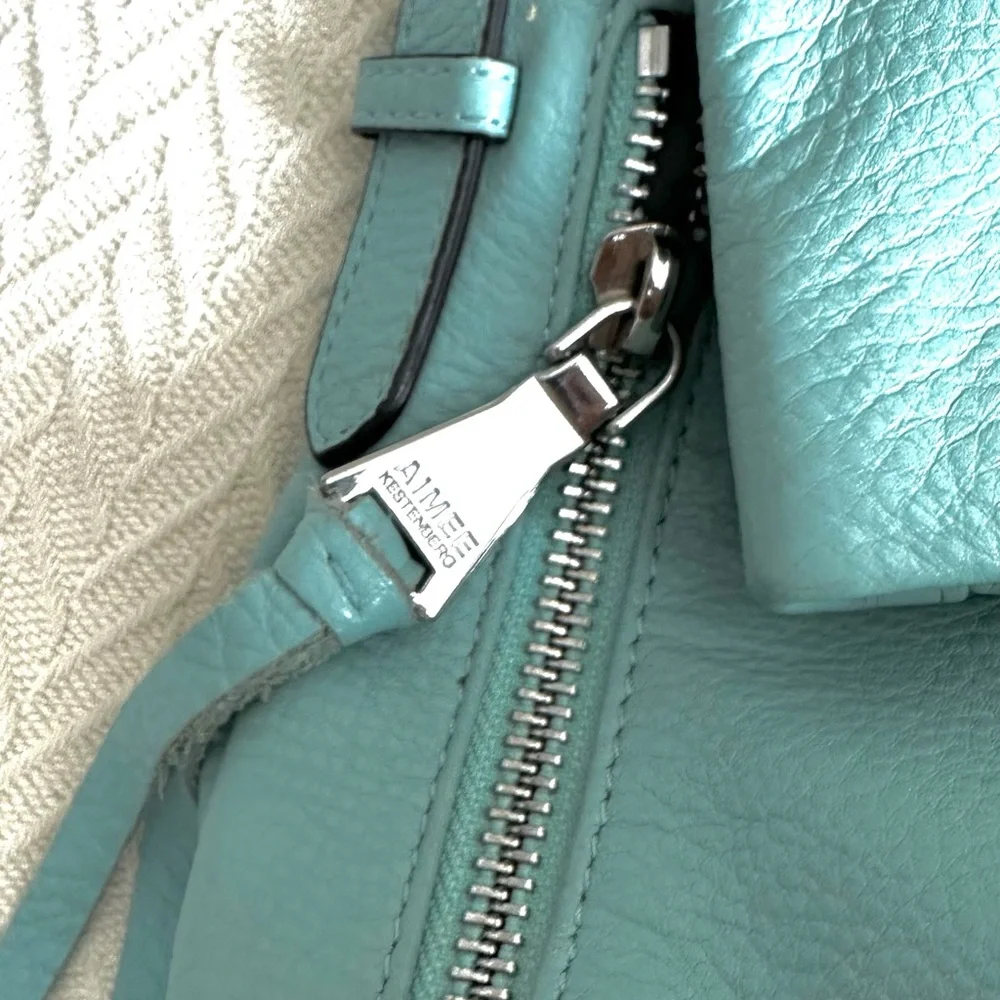 AIMEE KESTENBERG Baby Blue Genuine Leather Slouchy Hobo Purse Designer Bag - Picture 10 of 15